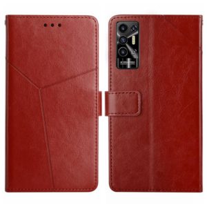 For Tecno Pova 2 HT01 Y-shaped Pattern Flip Leather Phone Case(Brown) (OEM)