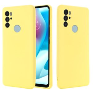For Motorola Moto G60S Pure Color Liquid Silicone Shockproof Full Coverage Phone Case(Yellow) (OEM)
