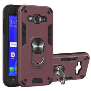 For Samsung Galaxy J2 2 in 1 Armour Series PC + TPU Protective Case with Ring Holder(Wine Red) (OEM)