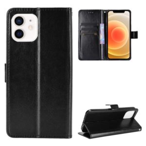 For iPhone 12 mini Crazy Horse Texture Horizontal Flip Leather Case with Holder & Card Slots & Wallet & Lanyard (Black) (OEM)