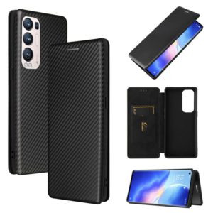 For OPPO Reno5 Pro+ Carbon Fiber Texture Horizontal Flip TPU + PC + PU Leather Case with Card Slot(Black) (OEM)