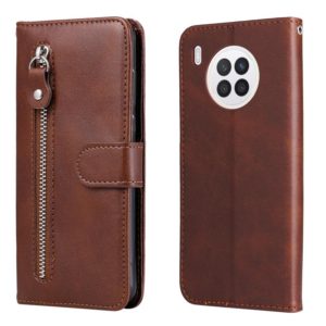 For Huawei nova 8i / Honor 50 Lite Calf Texture Zipper Horizontal Flip Leather Phone Case(Brown) (OEM)