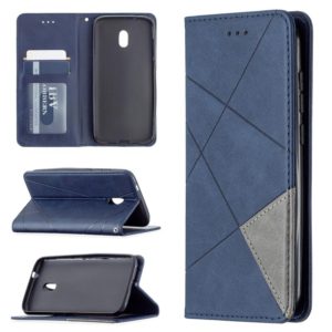 For Nokia C1 Plus Rhombus Texture Horizontal Flip Magnetic Leather Case with Holder & Card Slots(Blue) (OEM)