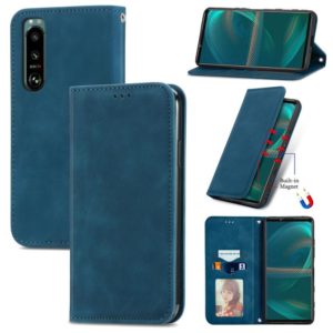 For Sony Xperia 5 III Retro Skin Feel Business Magnetic Horizontal Flip Leather Case with Holder & Card Slots & Wallet & Photo Frame(Blue) (OEM)