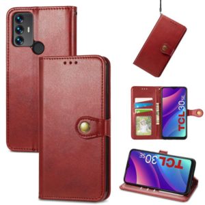 For TCL 30 SE Retro Solid Color Buckle Leather Phone Case(Red) (OEM)