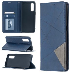 For OPPO Find X2 Neo / Reno 3 Pro Rhombus Texture Horizontal Flip Magnetic Leather Case with Holder & Card Slots(Blue) (OEM)