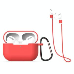 For AirPods Pro 3 in 1 Silicone Earphone Protective Case + Hook + Anti-lost Rope Set(Red) (OEM)