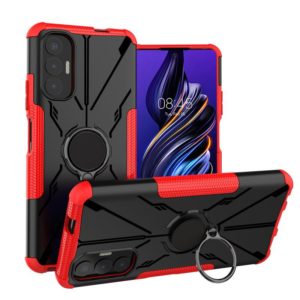 For Tecno Pova 3 Armor Bear Shockproof PC + TPU Phone Case with Ring Holder(Red) (OEM)