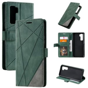 For Huawei nova 7 SE Skin Feel Splicing Horizontal Flip Leather Case with Holder & Card Slots & Wallet & Photo Frame(Green) (OEM)