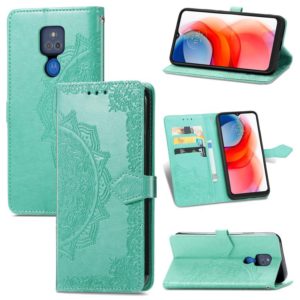 For Motorola Moto G Play 2021 Mandala Flower Embossed Horizontal Flip Leather Case with Holder & Three Card Slots & Wallet & Lanyard(Green) (OEM)