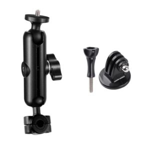 9cm Connecting Rod 20mm Ball Head Motorcycle Rearview Mirror Fixed Mount Holder with Tripod Adapter & Screw for GoPro Hero12 Black / Hero11 /10 /9 /8 /7 /6 /5, Insta360 Ace / Ace Pro, DJI Osmo Action 4 and Other Action Cameras(Black) (OEM)