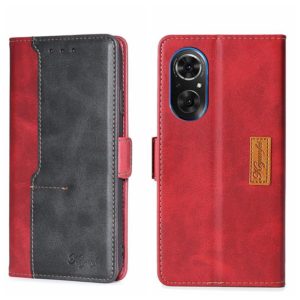 For Honor 50 SE Contrast Color Side Buckle Leather Phone Case(Red + Black) (OEM)