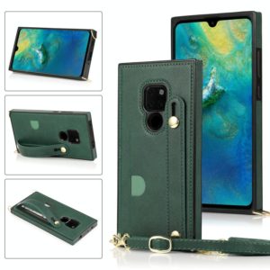 For Huawei Mate 20 Wrist Strap PU+TPU Shockproof Protective Case with Crossbody Lanyard & Holder & Card Slot(Green) (OEM)