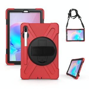 For Samsung Galaxy Tab S6 10.5 inch T860 / T865 Shockproof Colorful Silicone + PC Protective Case with Holder & Shoulder Strap & Hand Strap & Pen Slot(Red) (OEM)