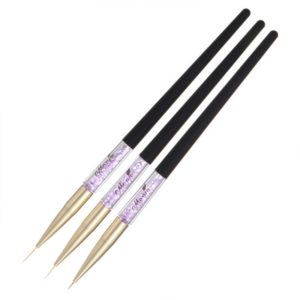 Monja 7/9/11mm 3 PCS/set Brush Liner Flower Grid Image Painting Acrylic Handle Drawing Pen Manicure Tool(Black and Purple) (Monja) (OEM)