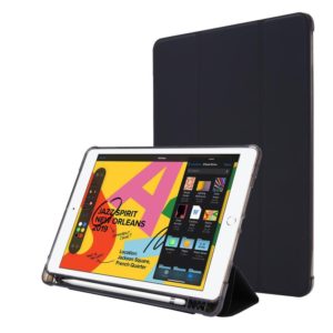 For iPad 10.2 2021 / 2020 / 2019 Airbag Horizontal Flip Leather Case with Three-fold Holder & Pen Holder(Black) (OEM)
