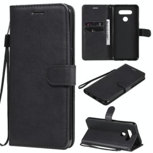 For LG K51 Solid Color Horizontal Flip Protective Leather Case with Holder & Card Slots & Wallet & Photo Frame & Lanyard(Black) (OEM)