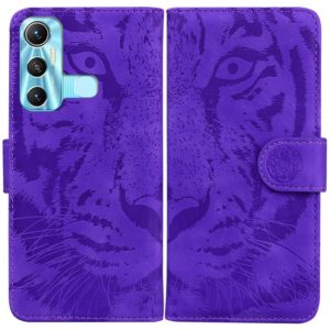 For Infinix Hot 11 X662 Tiger Embossing Pattern Horizontal Flip Leather Phone Case(Purple) (OEM)