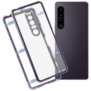 For Sony Xperia 1 IV HD Magnetic Metal Tempered Glass Phone Case(Purple) (OEM)
