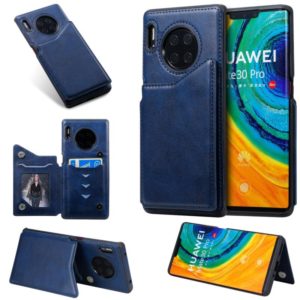 For Huawei Mate30 Pro Solid Color Calf Texture Shockproof Protective Case with Card Slots & Photo Frame(Blue) (OEM)