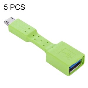 5 PCS Micro USB Male to USB 3.0 Female OTG Adapter (Green) (OEM)