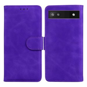 For Google Pixel 6a Skin Feel Pure Color Flip Leather Phone Case(Purple) (OEM)