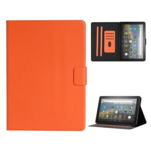 For Amazon Fire HD 10 (2021) Pure Color Horizontal Flip Leather Case with Card Slots & Holder & Sleep / Wake-up Function(Orange) (OEM)