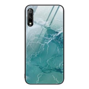 For Honor 9X Marble Pattern Glass Protective Phone Case(Green Ocean) (OEM)