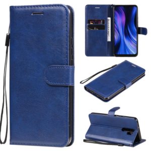 For Xiaomi Redmi 9 Solid Color Horizontal Flip Protective Leather Case with Holder & Card Slots & Wallet & Photo Frame & Lanyard(Blue) (OEM)