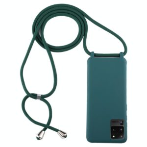 For Galaxy S20 Ultra Candy Color TPU Protective Case with Lanyard(Dark Green) (OEM)