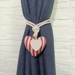 A005 Cotton And Linen Curtain Magnet Bandage Free Perforated Tassel Curtain Buckle(Red Stripes) (OEM)
