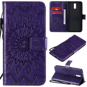 For Nokia 2.3 Embossed Sunflower Pattern Horizontal Flip PU Leather Case with Holder & Card Slots & Wallet & Lanyard(Purple) (OEM)