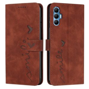 For Tecno Spark 8P Skin Feel Heart Pattern Leather Phone Case(Brown) (OEM)