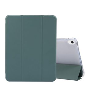 For iPad Air 2022 / 2020 10.9 3-folding Electric Pressed Skin Texture Smart Leather Tablet Case (Deep Green) (OEM)