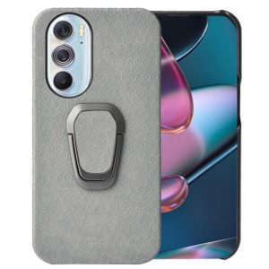 Ring Holder Honeycomb PU Phone Case For Motorola Edge X30(Grey) (OEM)