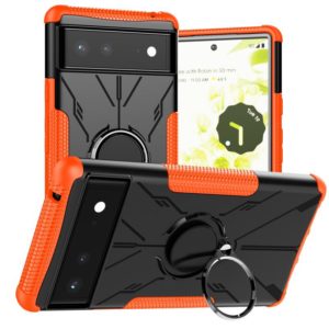 For Google Pixel 6 Armor Bear Shockproof PC + TPU Phone Case with Ring Holder(Orange) (OEM)