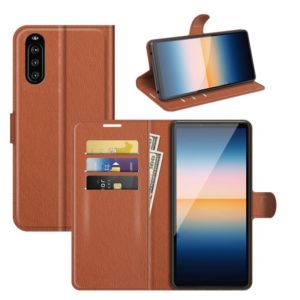 For Sony Xperia 10 III Litchi Texture Horizontal Flip Protective Case with Holder & Card Slots & Wallet(Brown) (OEM)