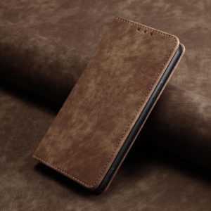 For Motorola Edge 30 RFID Anti-theft Brush Magnetic Leather Phone Case(Brown) (OEM)
