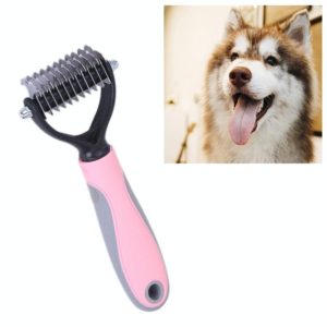 Pet Comb Beauty Cleaning Supplies Dog Stainless Steel Dog Comb, Size: 17 x 6.6 cm(Pink) (OEM)