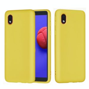 For Samsung Galaxy A01 Core Solid Color Liquid Silicone Dropproof Full Coverage Protective Case(Yellow) (OEM)