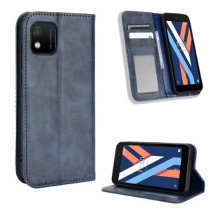 For Wiko Y52 Magnetic Buckle Retro Texture Leather Phone Case(Blue) (OEM)