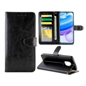 For xiaomi Redmi 10X Pro 5G/10X 5G Crazy Horse Texture Leather Horizontal Flip Protective Case with Holder & Card Slots & Wallet & Photo Frame(Black) (OEM)