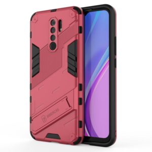 For Xiaomi Redmi 9 Punk Armor 2 in 1 PC + TPU Shockproof Case with Invisible Holder(Light Red) (OEM)