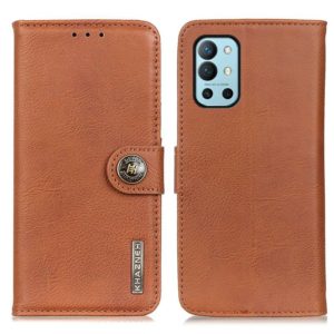 For OnePlus 9R KHAZNEH Cowhide Texture Horizontal Flip Leather Case with Holder & Card Slots & Wallet(Brown) (OEM)