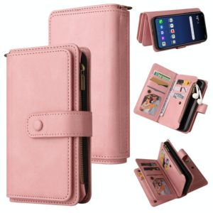 For LG G9 / Velvet Skin Feel PU + TPU Horizontal Flip Leather Case With Holder & 15 Cards Slot & Wallet & Zipper Pocket & Lanyard(Pink) (OEM)