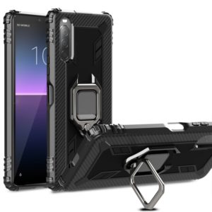 For Sony Xperia 10 II Carbon Fiber Protective Case with 360 Degree Rotating Ring Holder(Black) (OEM)