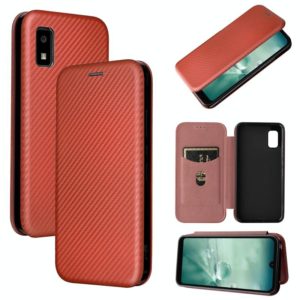 For Sharp Aquos Wish SHG06 Carbon Fiber Texture Horizontal Flip PU Phone Case(Brown) (OEM)