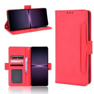 For Sony Xperia 1 IV Skin Feel Calf Texture Card Slots Leather Phone Case(Red) (OEM)