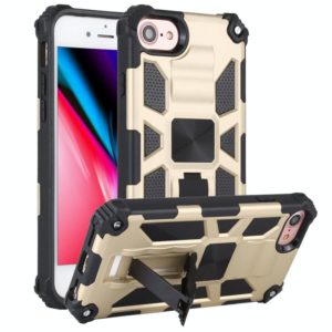 For iPhone SE 2022 / SE 2020 / 8 / 7 Shockproof TPU + PC Magnetic Protective Case with Holder(Gold) (OEM)
