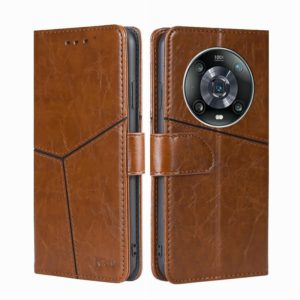 For Honor Magic4 Pro Geometric Stitching Horizontal Flip Leather Phone Case(Light Brown) (OEM)